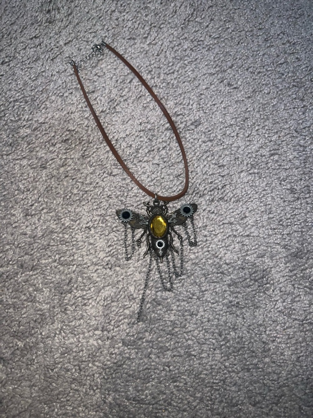 Vintage-Inspired Steamlunk Yellow Gem Statement Pendant Necklace